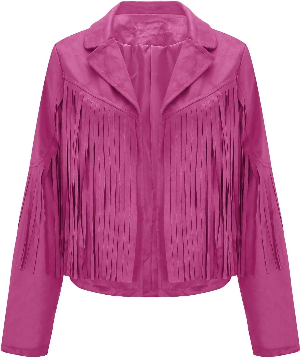 Women's Fringe Jacket Faux Suede Leather Jackets 2024 Fashion Tassel Motorcycle Cropped Coats Fall Outfits