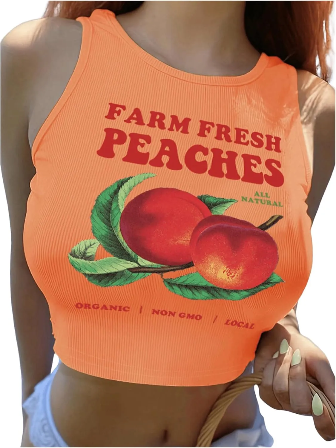 Women's Graphic Crop Tank Top Summer Round Neck Tank Top Shirts Casual Letter Print Sleeveless T Shirt