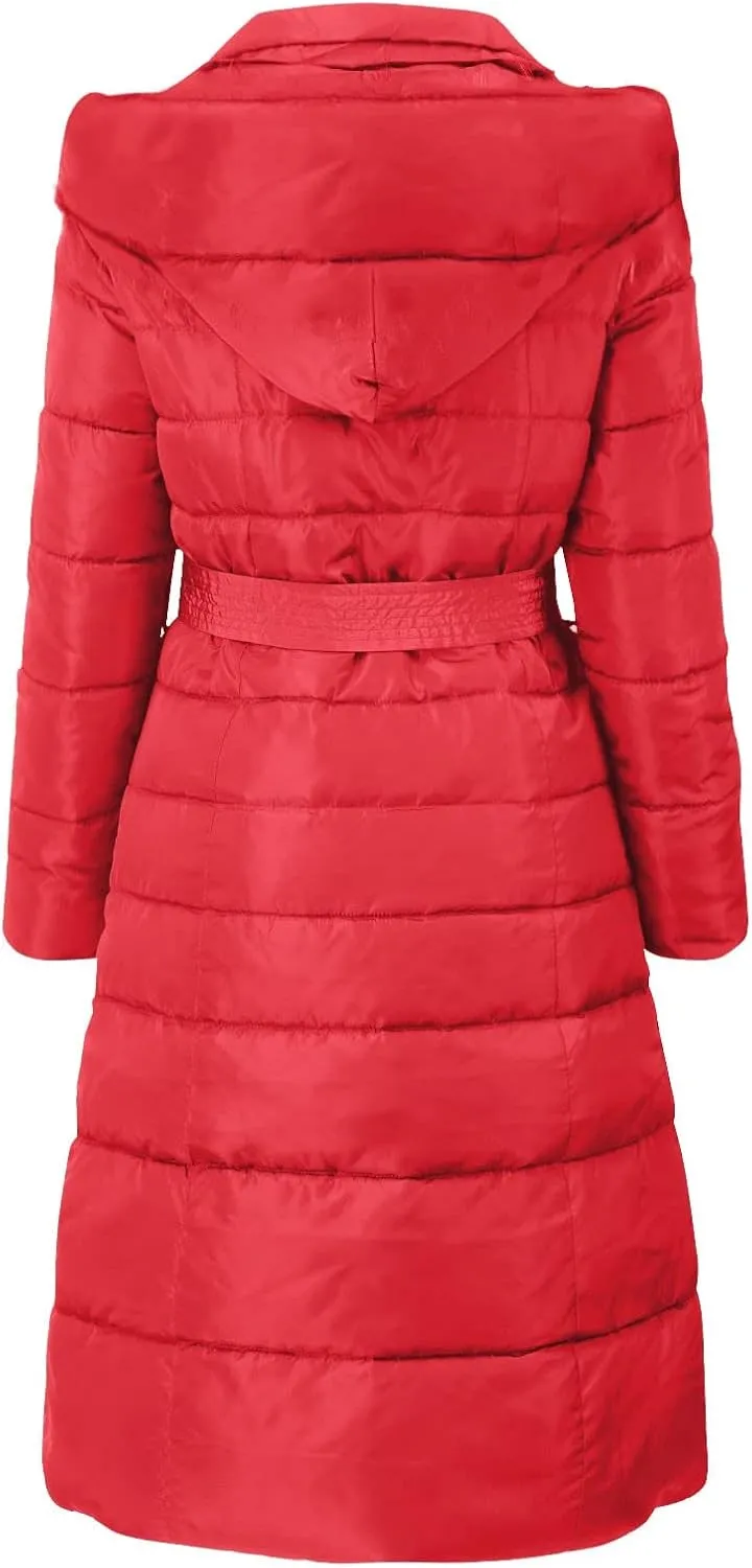Womens Long Puffer Coat Packable Down Jacket Ultralight Parkas Jacket Maxi Zip Up Thicken Hooded Padded Coat