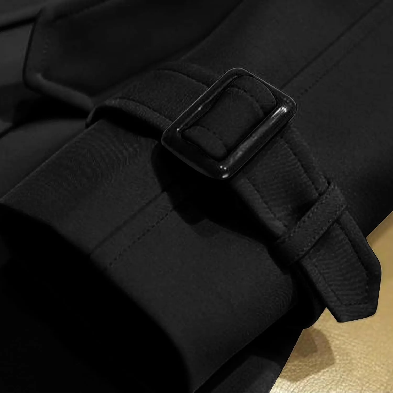 Women's Long Trench Coat Double Breasted Notch Lapel Collar Pea Coat Long Sleeve Fall Winter Overcoat with Belt