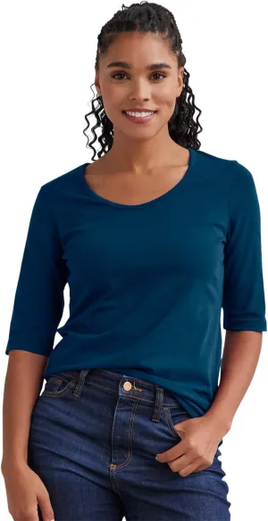 Women's Organic Pima Cotton Elbow Sleeve Scoop Neck Tee