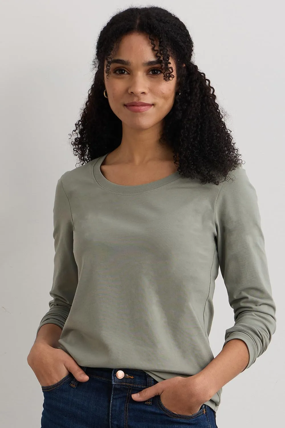 Women's Organic Pima Cotton Long Sleeve Scoop Neck Tee