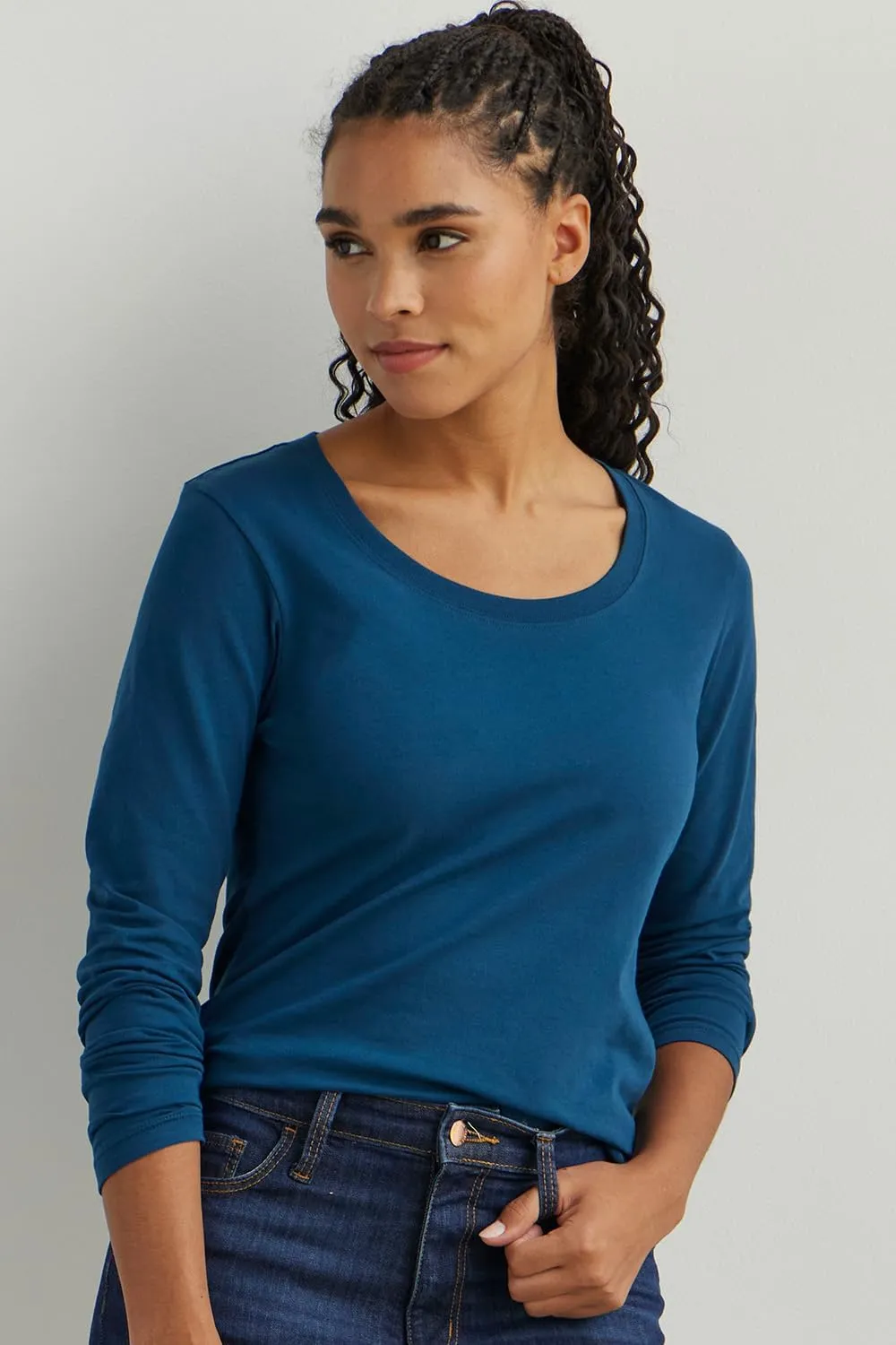 Women's Organic Pima Cotton Long Sleeve Scoop Neck Tee