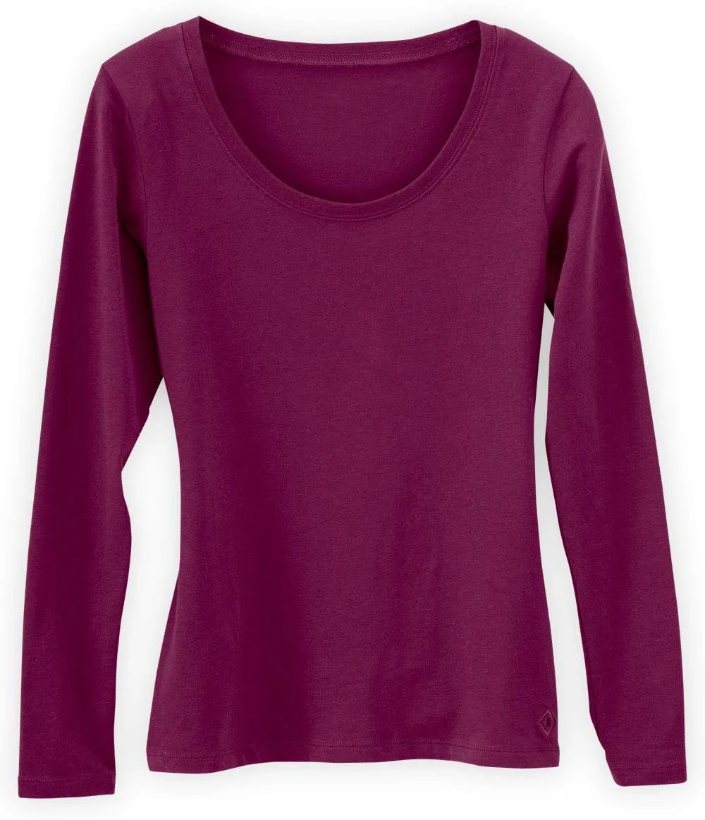 Women's Organic Pima Cotton Long Sleeve Scoop Neck Tee