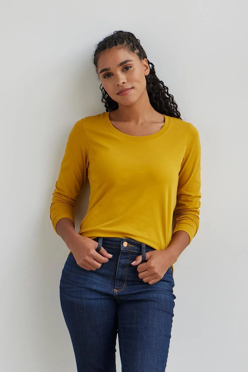Women's Organic Pima Cotton Long Sleeve Scoop Neck Tee