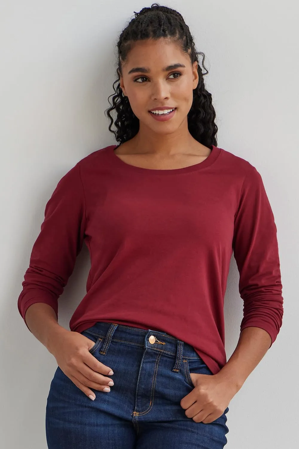 Women's Organic Pima Cotton Long Sleeve Scoop Neck Tee