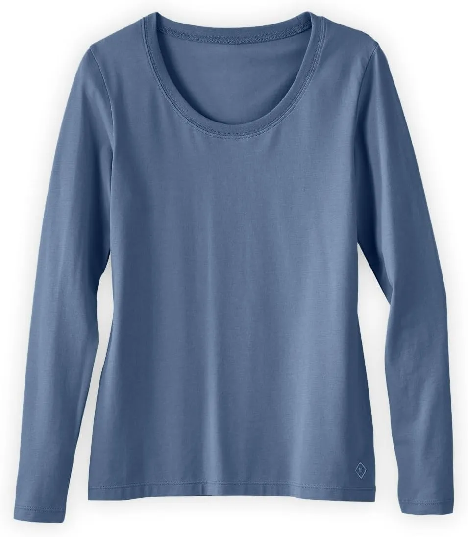Women's Organic Pima Cotton Long Sleeve Scoop Neck Tee