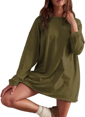 Womens Oversized T Shirts Crewneck Long Sleeve Summer Athletic Cotton Tees Shirt Loose Fit Y2k Tops