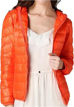 Women's Puffer Jacket Packable Quilted Lightweight Down Jacket Plus Size Short Bubble Coat Light Winter Hooded Coat