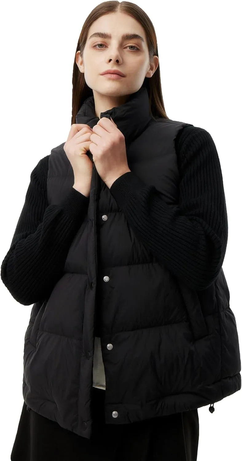 Women's Puffer Vest Lightweight Down Padded Stand Collar Quilted Outerwear