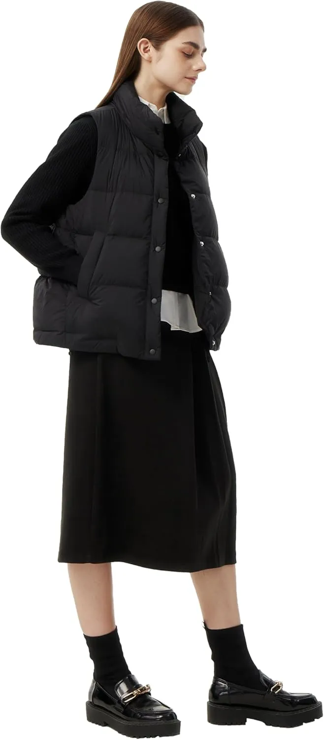 Women's Puffer Vest Lightweight Down Padded Stand Collar Quilted Outerwear