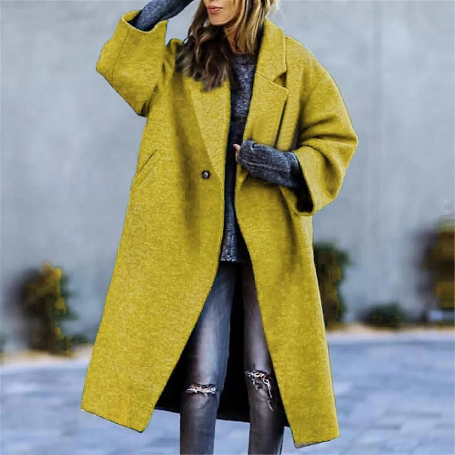 Women's Reversible Plaid Wool Blend Overcoat Fleece Notched Collar Double Breasted Pea Coat