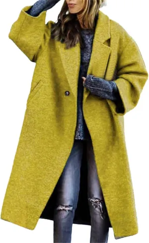Women's Reversible Plaid Wool Blend Overcoat Fleece Notched Collar Double Breasted Pea Coat