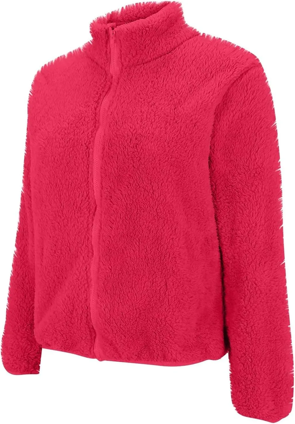 Womens Sherpa Jacket Winter Warm Fleece Zip Up Jacket Lightweight Long Sleeve Sweatshirts Casual Stand Collar Coats