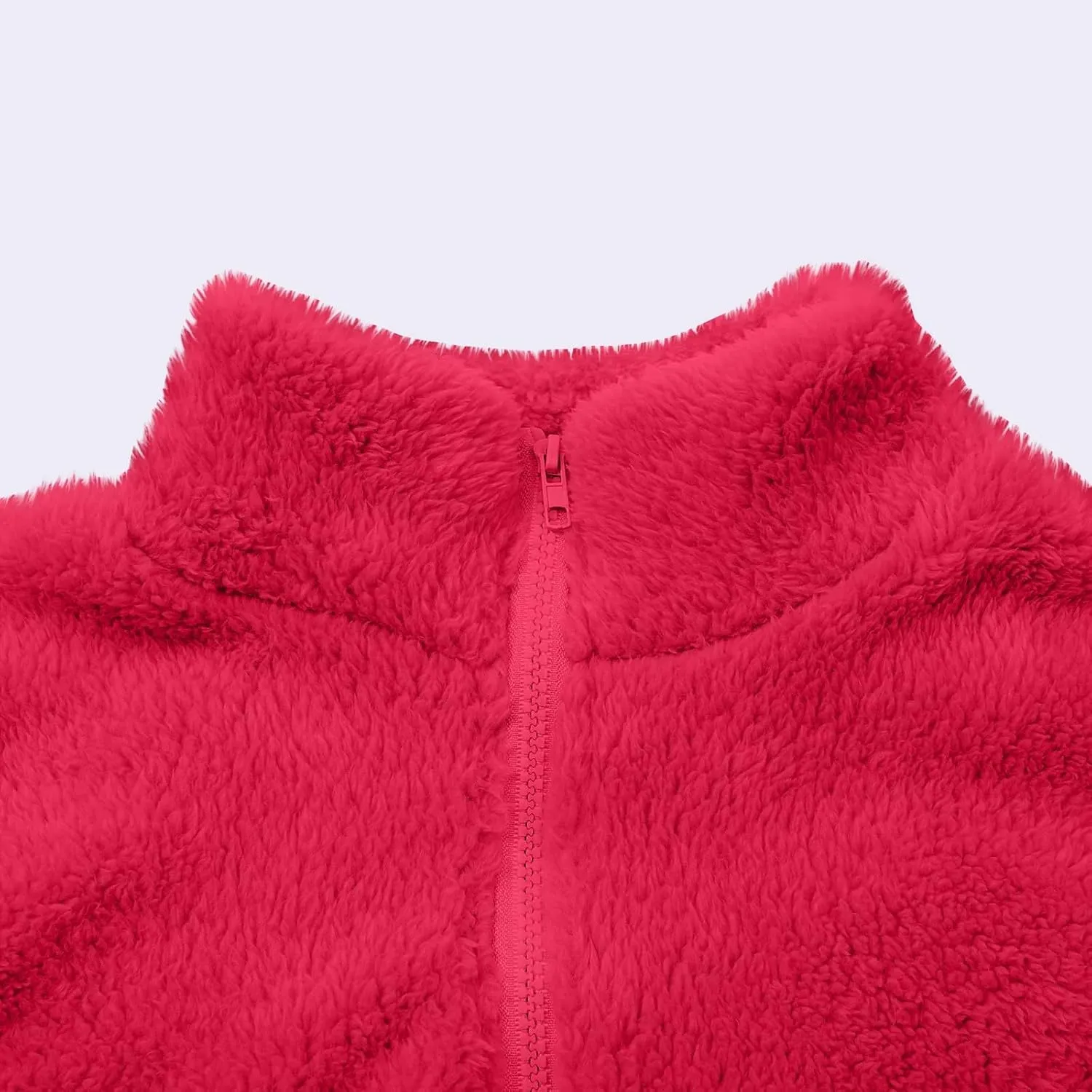Womens Sherpa Jacket Winter Warm Fleece Zip Up Jacket Lightweight Long Sleeve Sweatshirts Casual Stand Collar Coats