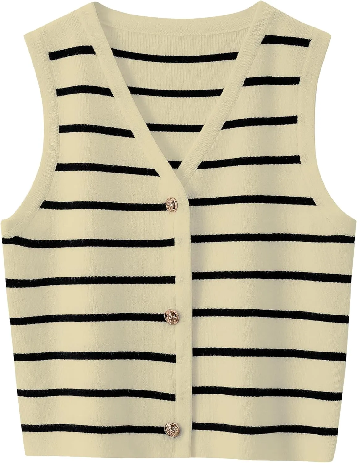 Women's Sleeveless Striped Sweater Vest Cropped Button Down Knit Vest Tops 2025 Trendy Outfits