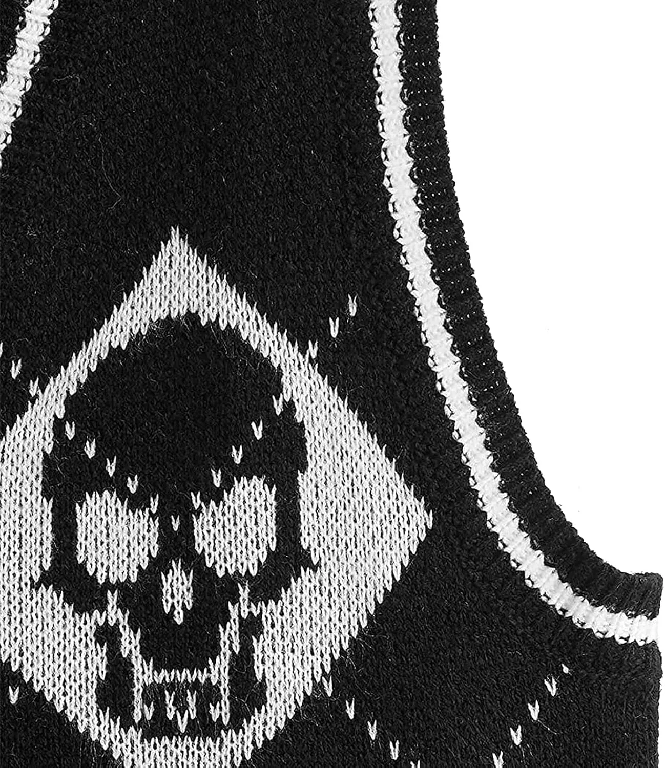 Women's Sleeveless Sweater Vest Halloween Skull Printed Knit Vest V Neck Crop Pullover Knitwear Tank Tops