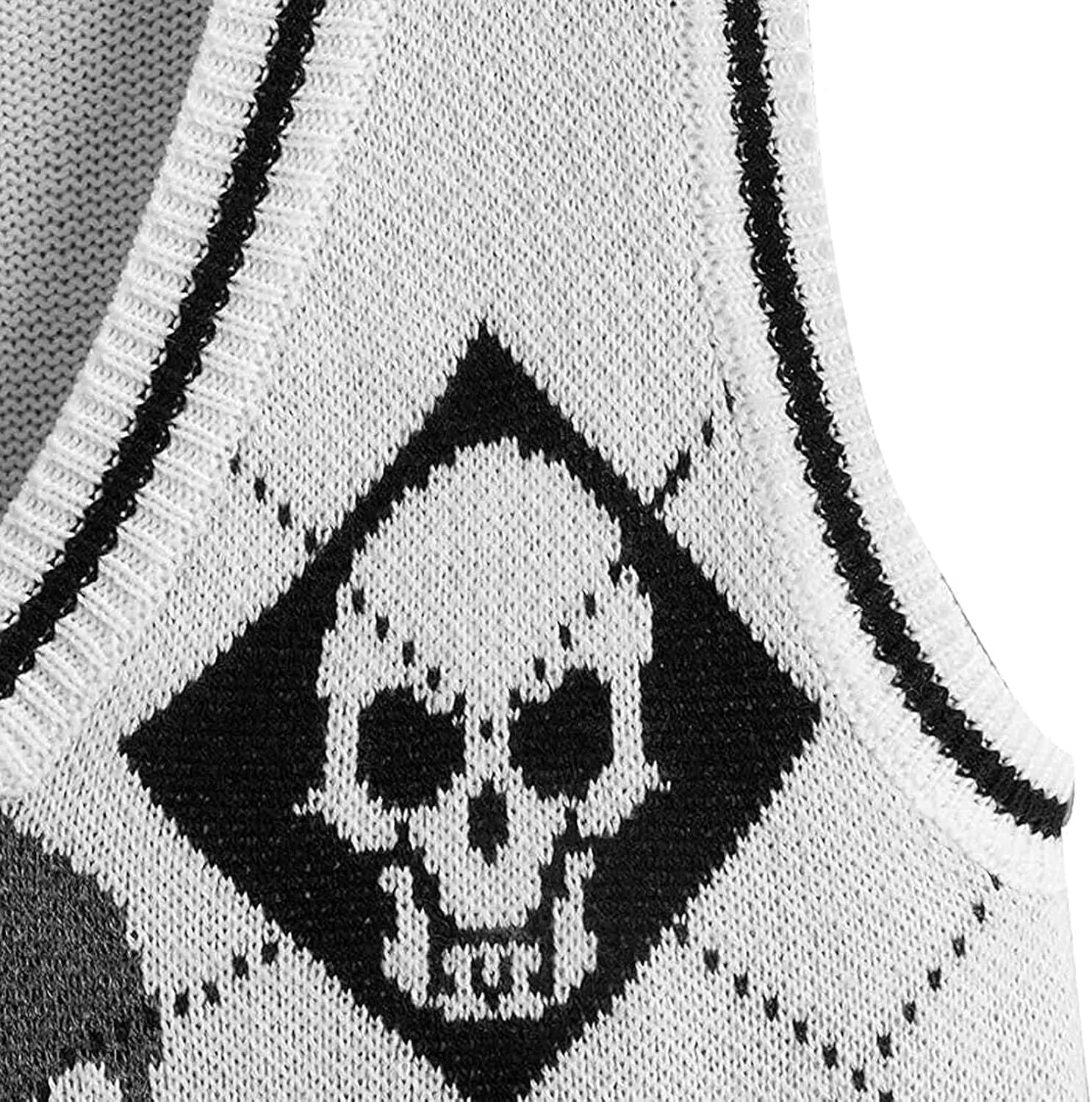 Women's Sleeveless Sweater Vest Halloween Skull Printed Knit Vest V Neck Crop Pullover Knitwear Tank Tops