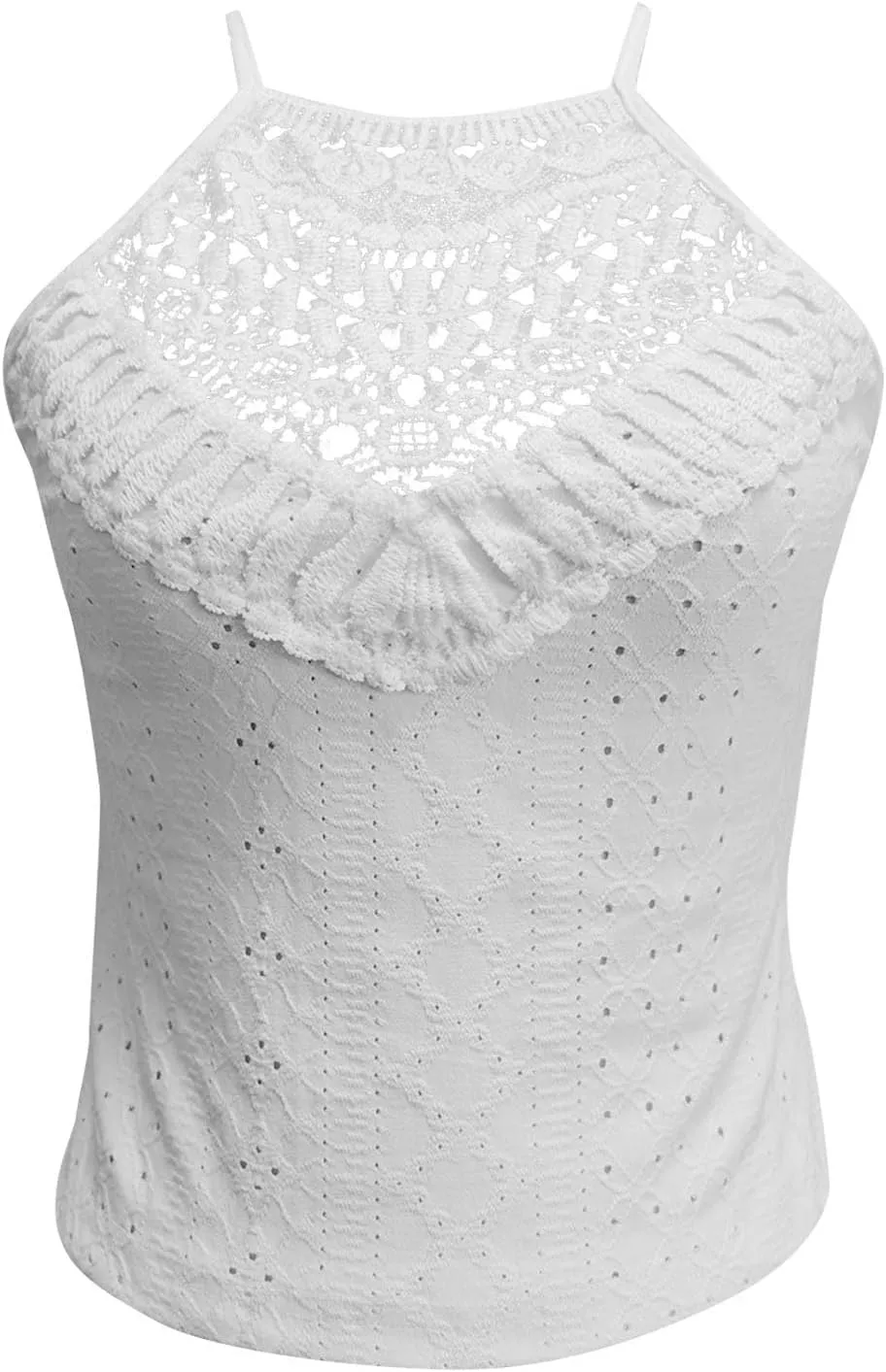 Women's Summer Halter Spaghetti Strap Flowy Tank Tops Sleeveless Shirts Blouses Lace Cami Camisole