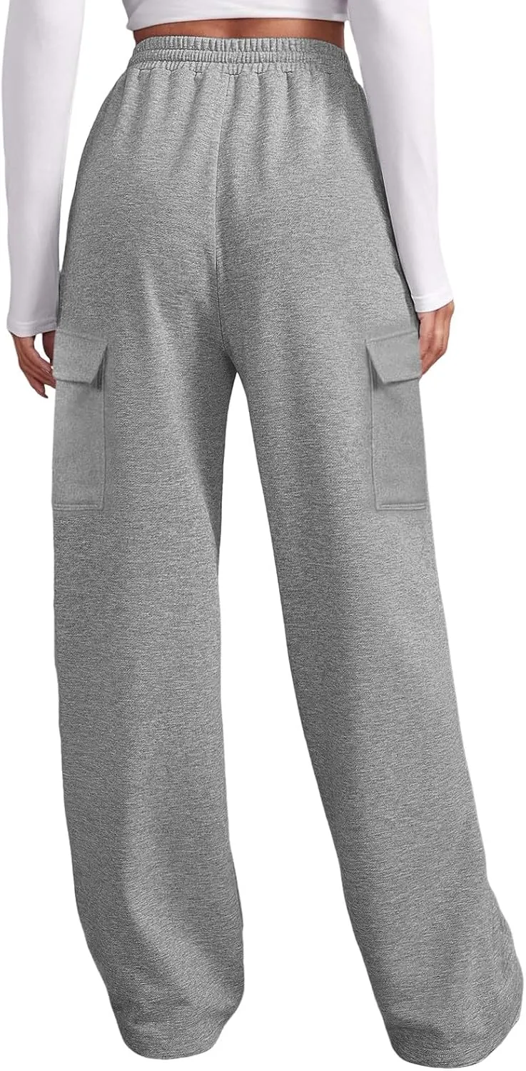 Womens Sweatpants Loose Casual Drawstring Sweat Pants Elastic Band Straight Leg Athletic Pants with Pockets