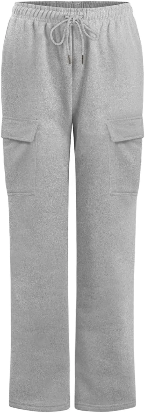 Womens Sweatpants Loose Casual Drawstring Sweat Pants Elastic Band Straight Leg Athletic Pants with Pockets