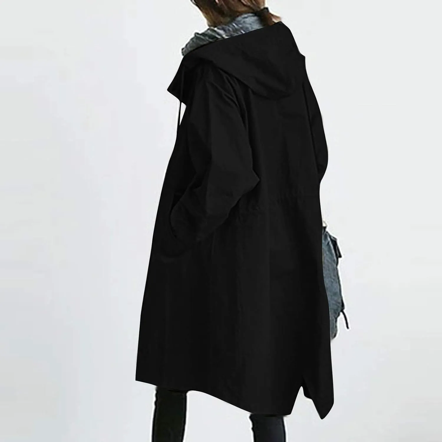 Womens Trench Coat Hooded Coat Outwear Womens Elegant Windbreaker Wild Winter Women'S Coat Waterproow Overcoat with