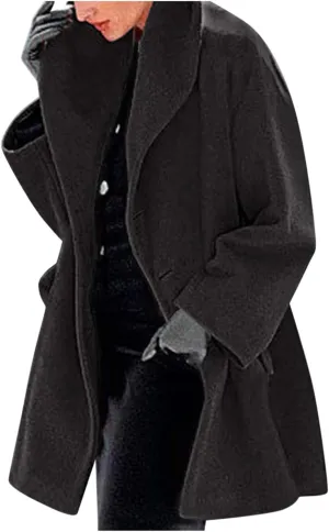 Womens Trench Coat Long Fuzzy Jacket Loose Fitting Warm Winter Outwear Fashion Lapel Jacket Coats Pedcoat Womens