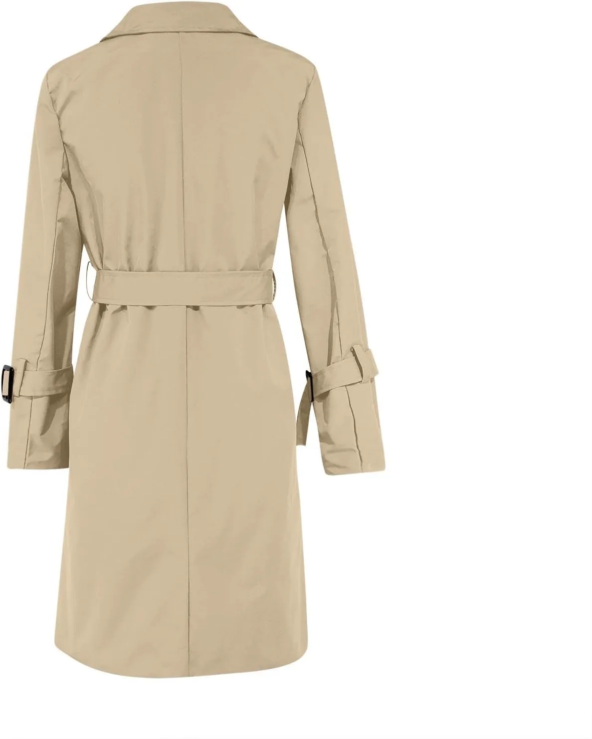 Womens Trench Coat Mid Long Retro Double-Breasted Winter Outwear Classic Lapel Overcoat Solid Slim Outerwear 2024