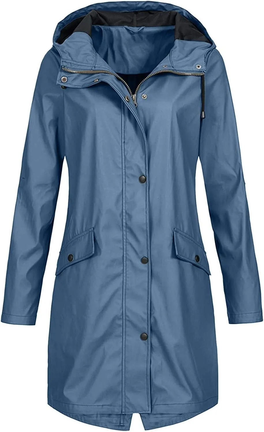 Womens Trench Coat Solid Hooded Jacket Windproof Outdoor Coat Plus Women'S Double Breasted Mid-Length Belted