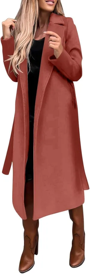 Womens Trench Coat Waterproow Jacket Loose Fitting Warm Winter Outwear Fashion Lapel Rain Trench Coat Women with