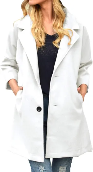 Women's Trench Coats Notched Lapel Collar Singe Breasted Pea Coat 2024 Fall Winter Wool Blend Over Coats Long Jackets