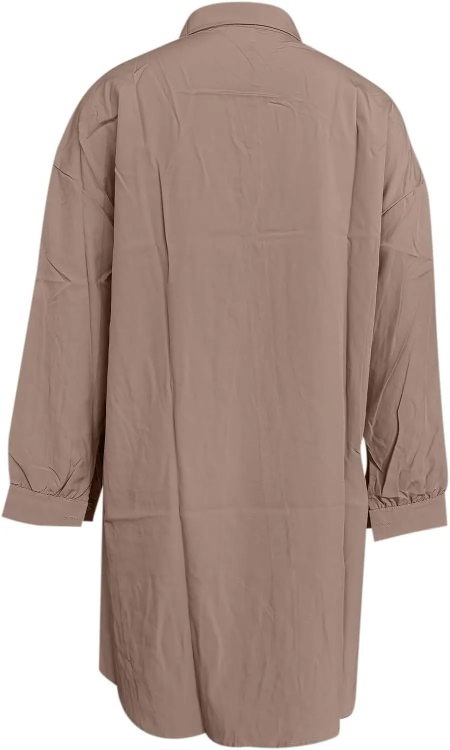 Women's Tunic Mini Shirt Dress Casual Long Sleeve Button Up Ruffle Hem Dress Flowy Chambray Dresses