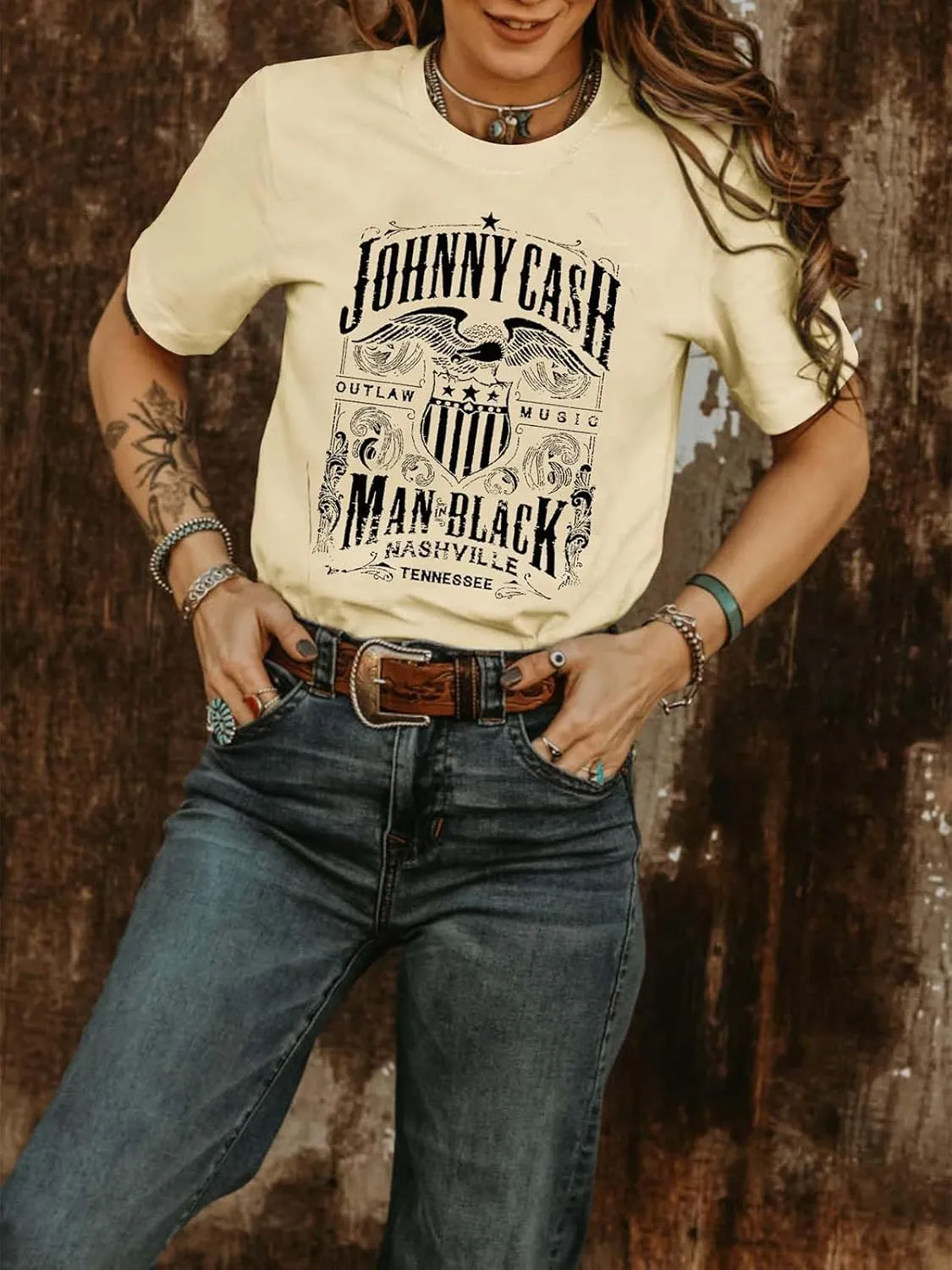 Women's Vintage Country Music Shirt Western Howdy Cowgirl Graphic Summer Music Party Tee