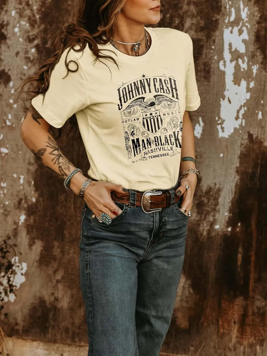 Women's Vintage Country Music Shirt Western Howdy Cowgirl Graphic Summer Music Party Tee