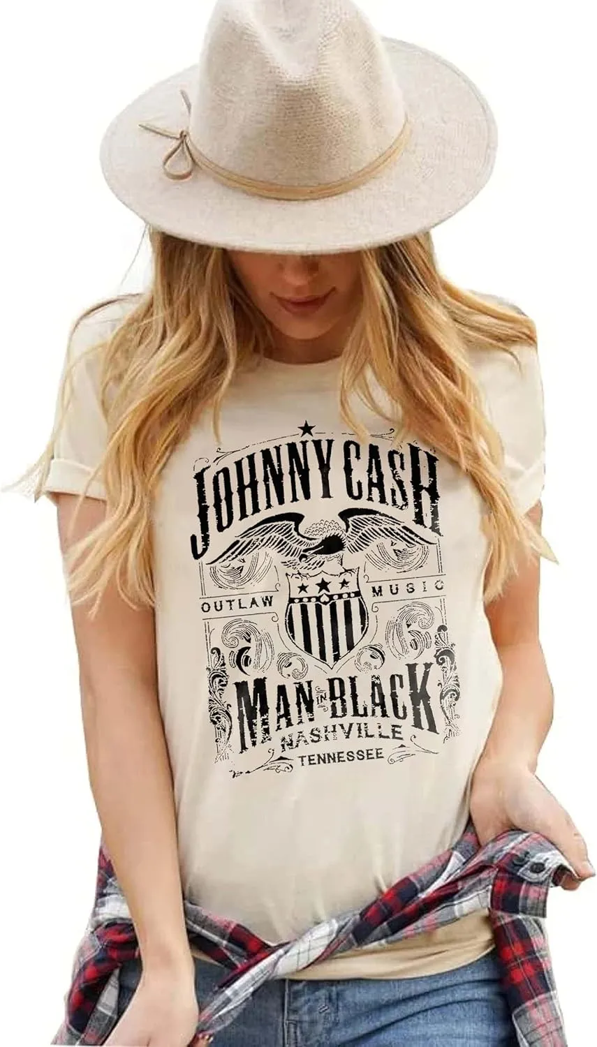 Women's Vintage Country Music Shirt Western Howdy Cowgirl Graphic Summer Music Party Tee