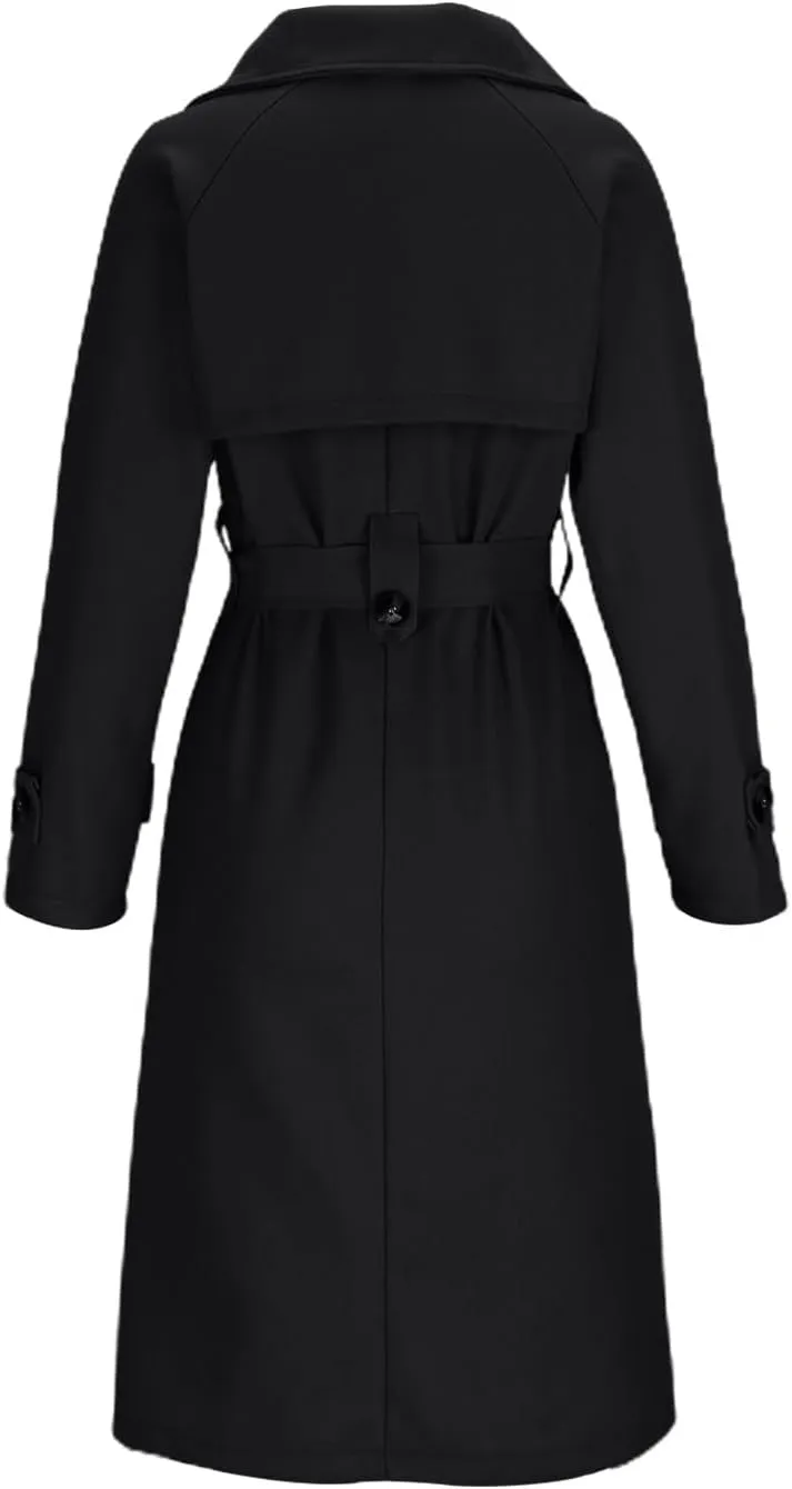 Women's Winter Coats Long Single-Breasted Outerwear Open Front Knitted Sweater Warm Trench Coat with Belt 2024