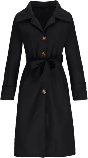 Women's Winter Coats Long Single-Breasted Outerwear Open Front Knitted Sweater Warm Trench Coat with Belt 2024