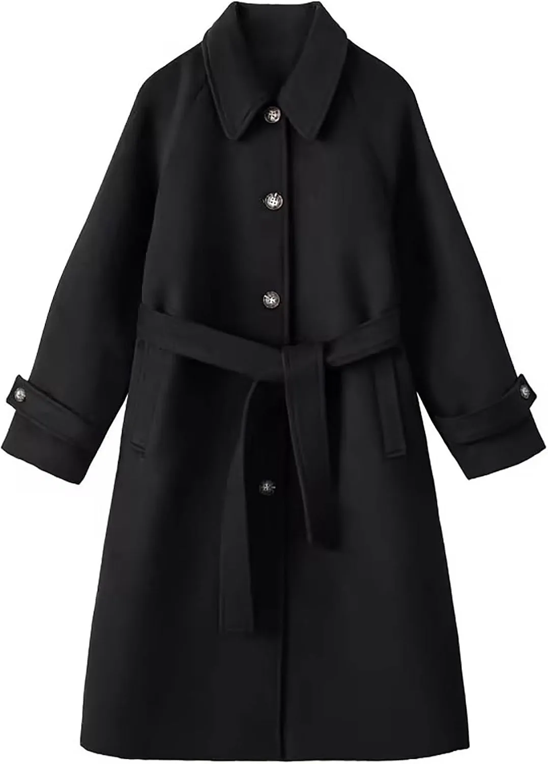 Women's Winter Coats Long Single-Breasted Outerwear Open Front Knitted Sweater Warm Trench Coat with Belt 2024
