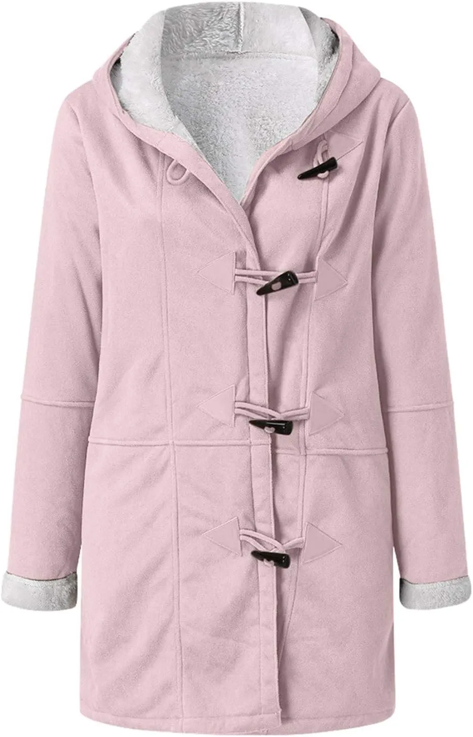 Women's Winter Down Jacket Warm Plush Hoodies Horn Button Coat Plus Size Wool Jacket Velvet Outerwear