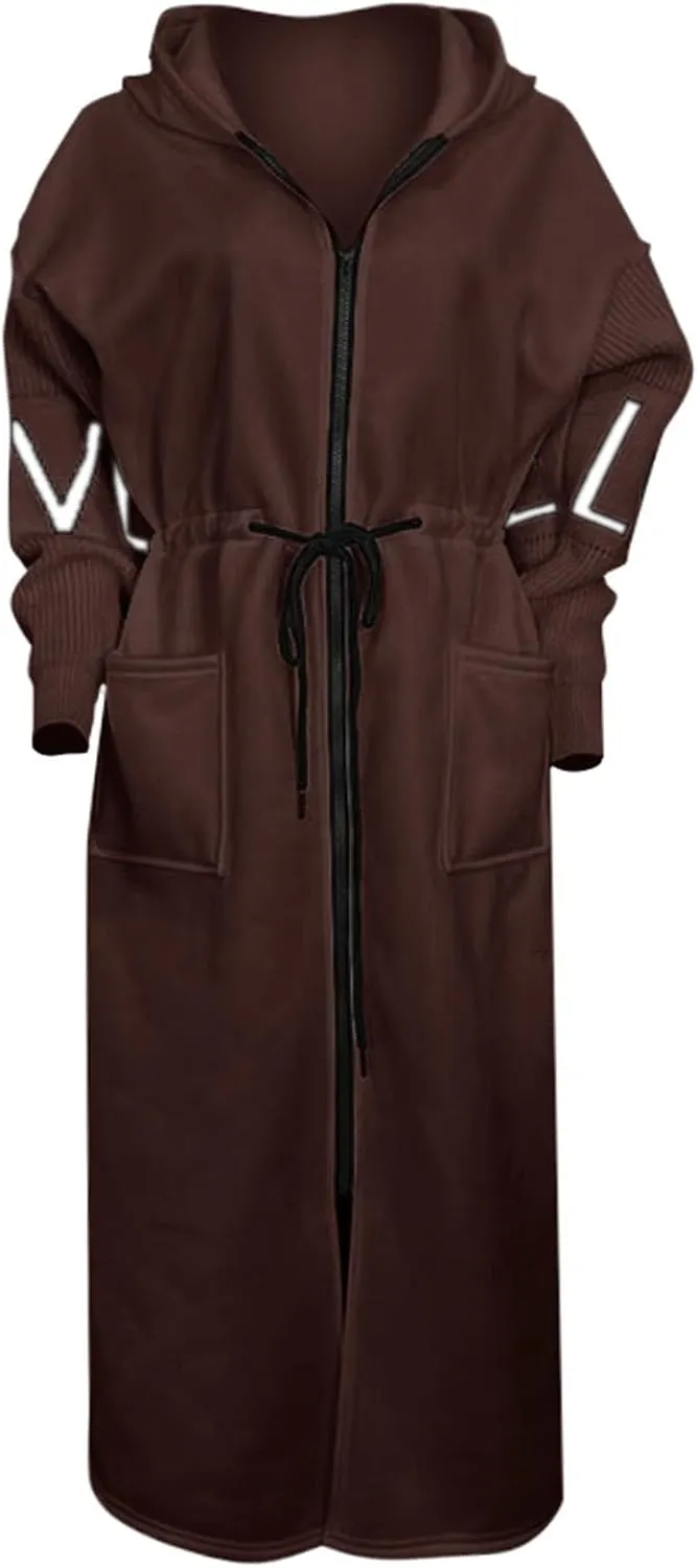 Womens Wool Blend Pea Coat Fashion Winter Dressy Overcoat Zipped Trench Jackets with Hood