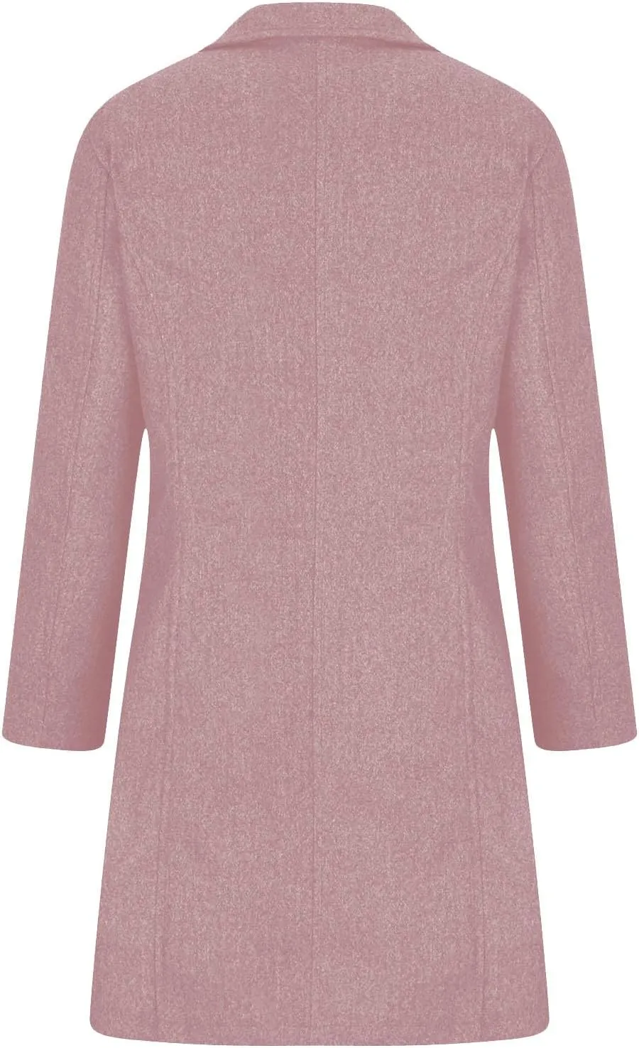 Women's Wool Blend Trench Coat Casual Single Breasted Pea Coat Thicken Stand Collar Mid Long Overcoat with Pocket