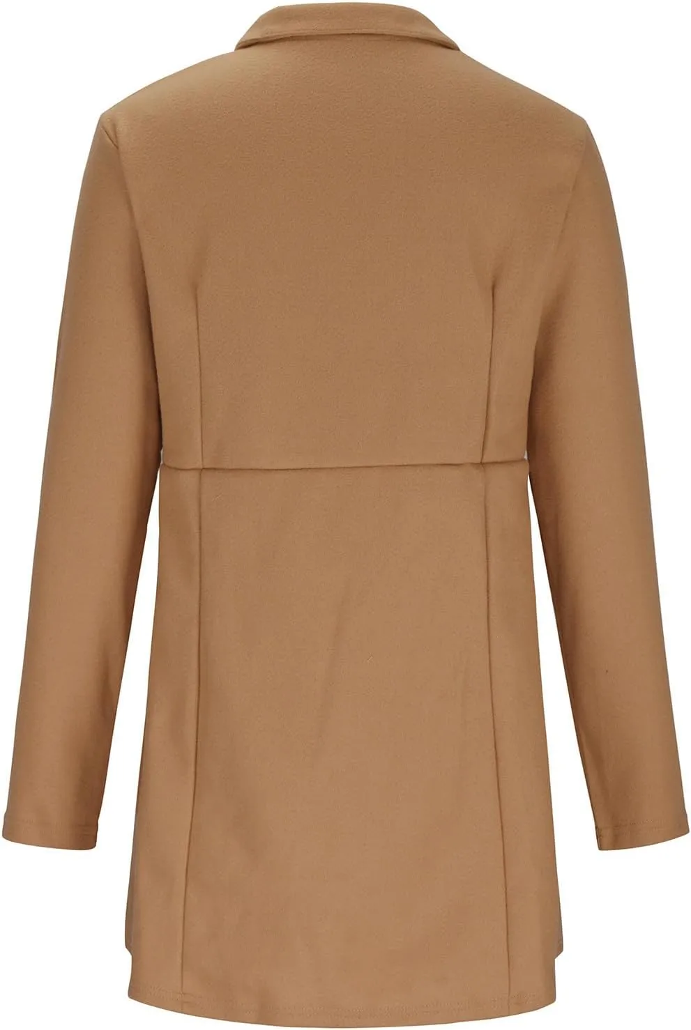 Womens Wool Coats Casual Open Front Notch Lapel Trench Coat Elegant Mid-Long Warm Winter Pea Coats Overcoat
