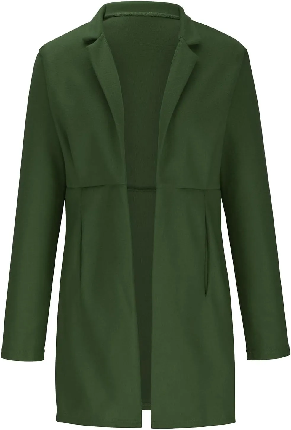 Womens Wool Coats Casual Open Front Notch Lapel Trench Coat Elegant Mid-Long Warm Winter Pea Coats Overcoat