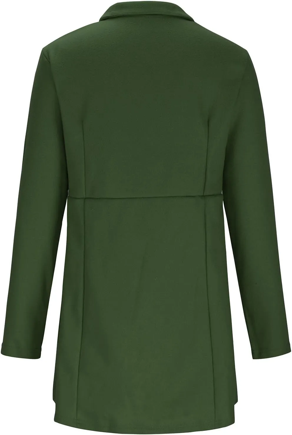 Womens Wool Coats Casual Open Front Notch Lapel Trench Coat Elegant Mid-Long Warm Winter Pea Coats Overcoat
