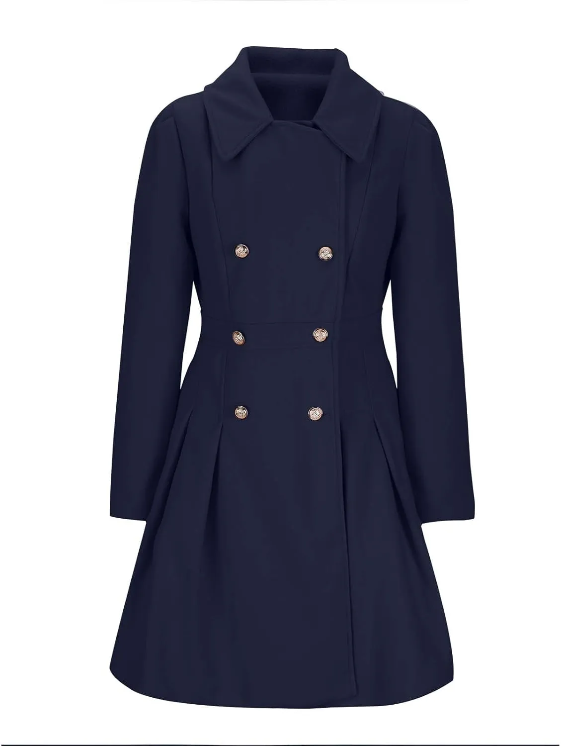 Women's Wool Coats Double Breasted Casual Notched Lapel Pea Coats Oversized Soft Warm Winter Trench Coat Outwear