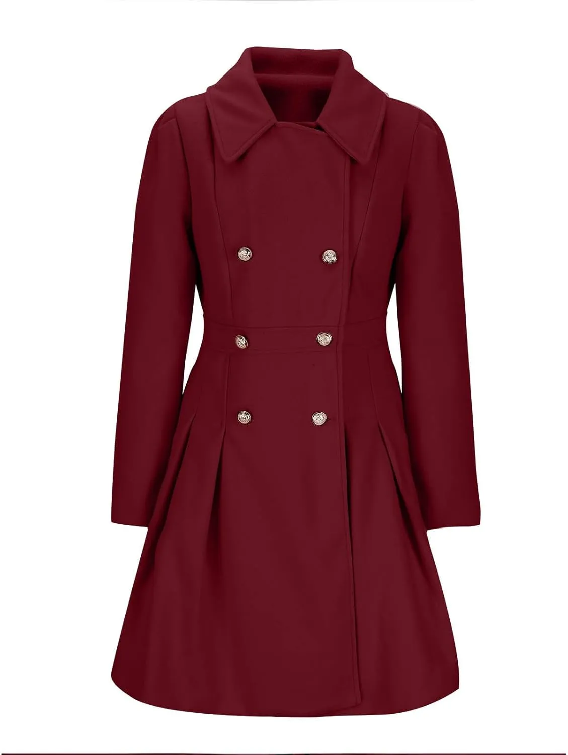 Women's Wool Coats Double Breasted Casual Notched Lapel Pea Coats Oversized Soft Warm Winter Trench Coat Outwear