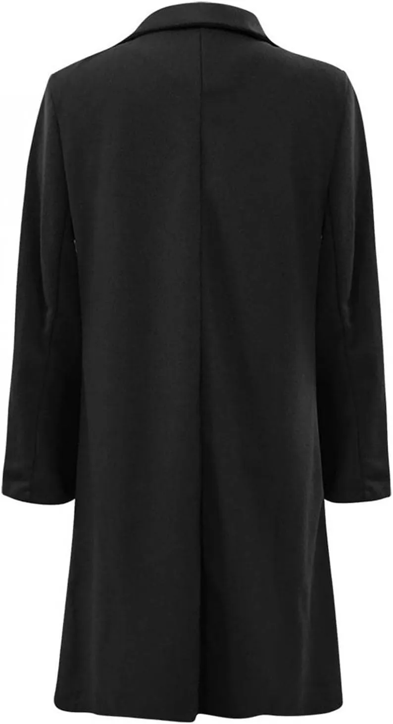 Women's Wool Coats Fashion Autumn And Winter Long-Sleeved Lapel Tweed Coat Windbreaker Jacket, M-3XL
