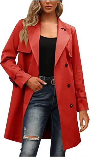 Women's Wool Coats Fashion Autumn And Winter Long-Sleeved Lapel Tweed Coat Windbreaker Jacket, M-3XL
