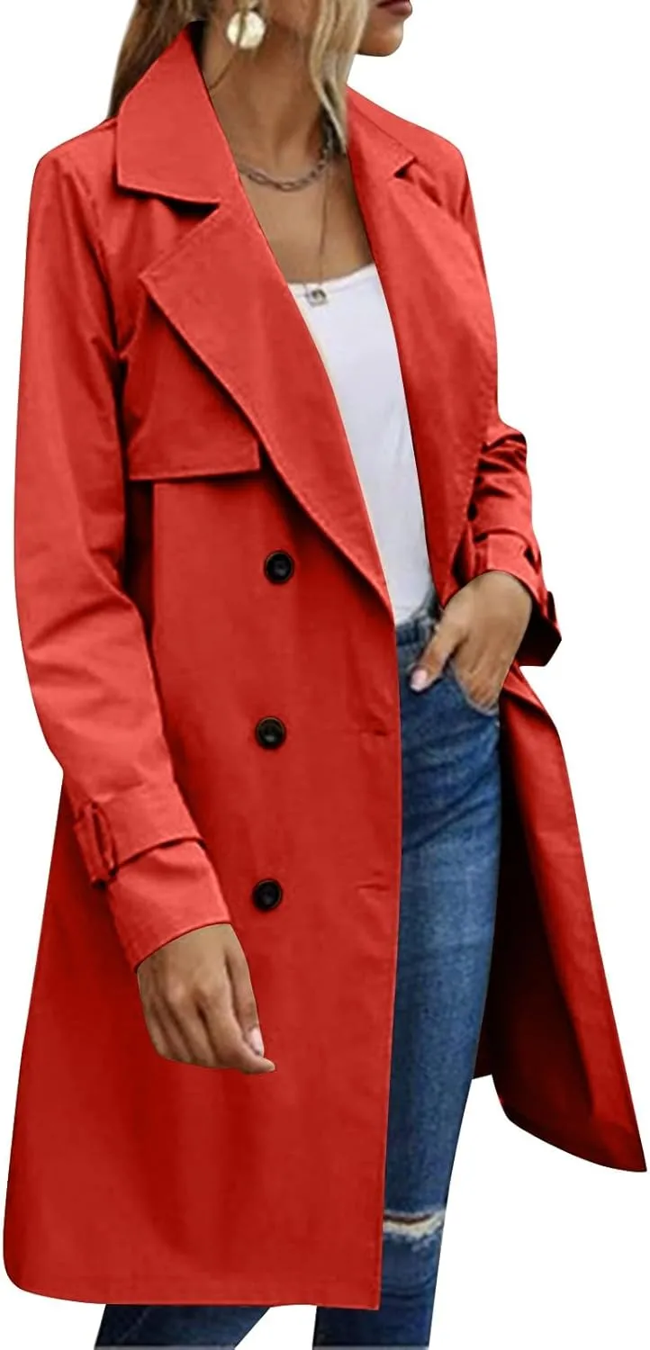 Women's Wool Coats Fashion Autumn And Winter Long-Sleeved Lapel Tweed Coat Windbreaker Jacket, M-3XL