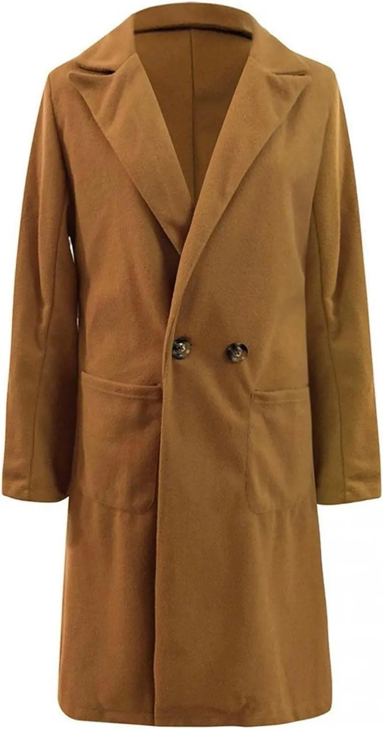 Women's Wool Coats Fashion Autumn And Winter Long-Sleeved Lapel Tweed Coat Windbreaker Jacket, M-3XL